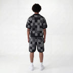 Checkerboard jacquard shirt & shorts set