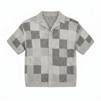 Checkerboard jacquard shirt & shorts set